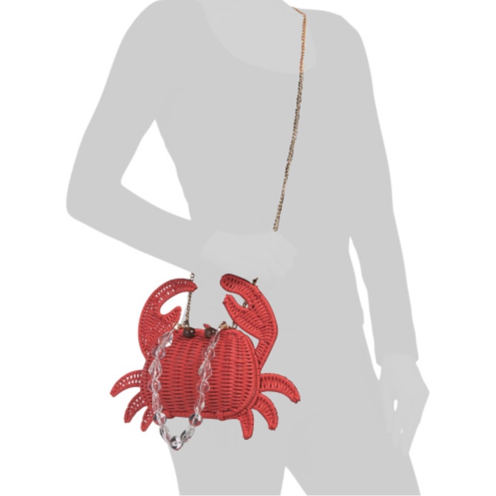 NWT Tommy bahama Red Crab-Shaped Woven Bag - Picture 4 of 4